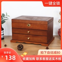  Ancient style jewelry box storage box with lock Wooden luxury European style retro exquisite hairpin hair accessories box high-end Chinese style