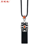Stone Black Agate Pendant Necklace National Style Jewelry Couple Gift