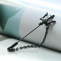 New mens suit brooch tide pin with chain metal pin tide mens personality suit one-word long pin insertion pin
