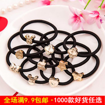 Tie hair Rubber band Hair ring Korean headdress leather case trinkets Black leather band hair rope Hair ornaments head rope