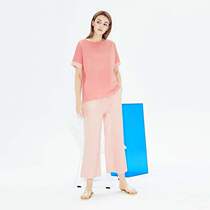  Chundu pajamas womens summer pure cotton short-sleeved can be worn outside home clothes casual striped nine-point pants home clothes large size suit