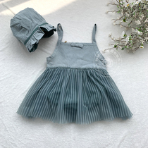 100-day baby hanging band dress blue summer style dress with dress 100 days even dress for children Photographic dress princess dress