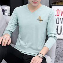 2022 new pure cotton autumn dress Long sleeves T-shirt V collar mens clothing with clothes thin undershirt and sweatshirt