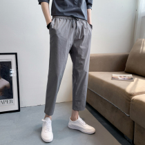 Summer ice silk pants mens casual 90% pants Korean version trendy ocean bunches foot sports pants youth big code thin pants
