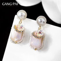 Temperament fashion vintage flower earrings female imitation pearl face thin earrings 2021 New Tide advanced sense earrings