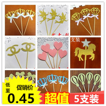 Birthday cake decoration card birthday insert five-star love card flag diamond crown insert