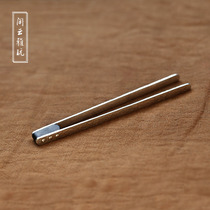 Handmade s999 sterling silver hammer mesh ebony tea clip Cup clip tea tool accessories zero with tea ceremony six gentlemen