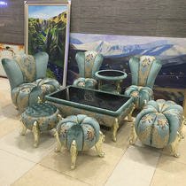 European style sofa for shoes and stools hotel cafe Princess chair Beauty Salon club reception fabric sofa set furniture