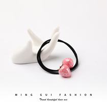 Japan and South Korea new fruit head rope hipster female hair rope hair accessories girl high elastic pony tail pink Hairband