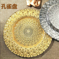 Glass disc Peacock golden crystal steak Western plate tableware Fruit plate Snack candy plate Bar KTV