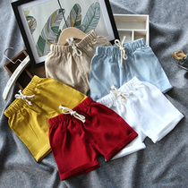 Clearance baby shorts men and women cotton linen shorts children linen pants beach pants baby big pp pants 006