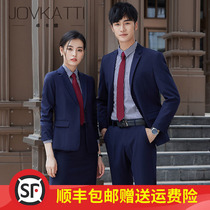 Men and women with the same professional suit work temperament custom blue suit formal real estate sales department work clothes tide