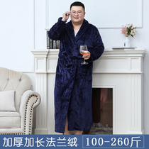 Autumn and winter flannel mens plus size nightgown fatened bathrobe Coral velvet thickened long sleeve pajamas Home clothes Yukata