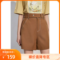 LILY summer new hit color line wide leg A character high waist shorts casual pants woman 120240C5170