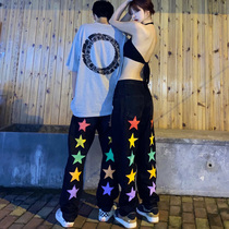 Jeans female high street American hiphop summer thin ins tide loose straight high waist hip hip pants children