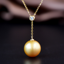 Xinlun 18K gold diamond Nanyang Golden Zhuhai water pearl necklace pendant sends mother Y - word adjustment klepton single