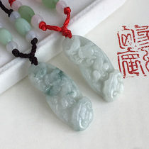 Burmese Jade A goods jade pendant natural jade light bean color wishful pendants mens and womens money
