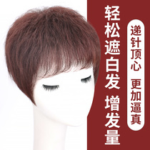 Wig head top hair patch Female fluffy real hair cover white hair Short hair top corn hot delivery needle hair patch large area