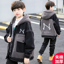 Boy autumn and winter style Gardown thickened jacket 2021 new CUHK child children winter clothing clip cotton winewear boy tide card