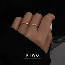 Korean fashion new kgold pattern Road single diamond ring female personality simple ins Net Red cold wind ring ring ring