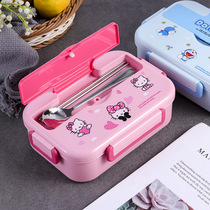 Cartoon children 304 stainless steel Japanese student childrens lunch box double grid three grid office worker lunch box tableware