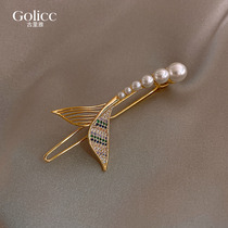 Designer Mermaid Pearl Hair Clip Edge Clip Mesh Red Temperament liu Haiclip South Korea hair accessories Clip Top Clip