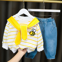 Super foreign style baby clothes set split spring and autumn models for men and women babies wear spring clothes outside children 3 spring 0 one 1 year old 2