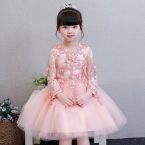 Childrens dress Princess Dress Girls Puff Yarn Birthday Long sleeve little girl flower girl wedding wedding dress piano performance suit
