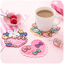 Mango love cute cartoon bow silicone coaster Creative mug heat insulation mat Rabbit dining table water coaster