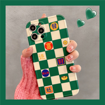 Apply Apple 13 shell green plaid iphone12promax hair chaeze 11 New Years new couple Han Wind
