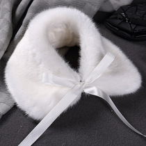 Childrens white plush scarf 2020 winter little girl childrens clothing scarf girl Korean version of the collar detachable fur collar