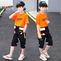 Childrens clothing Boys  summer suit 2020 new middle and large childrens 10 summer handsome short-sleeved Korean version of the tide 12-year-old