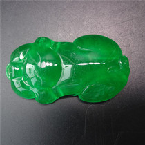 Ice king emperor green jadeite pig handlepieces in Ming and Qing dynasties full of green and colorful jade pig ornaments rich transfer jade carving