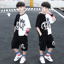 Boy short sleeve summer clothing big boy sports suit loose gats twelve 13 Fat boy clothes Summer 12-15 years old