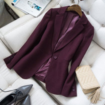 Wool suit female wine red woolen slim button business fashion autumn suit jacket