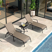 Outdoor Reclining Chair Fold Lying Bed Pool Deck Chair Balcony Patio Casual Swimming Pool Garden Outdoor Waterproof Beach Chair