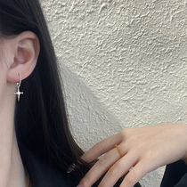 Stereo knock strong seconds become cool goddess 925 sterling silver personality cross short earrings exquisite small