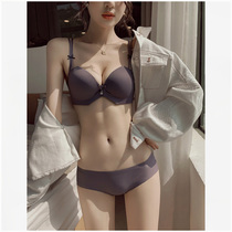 Japanese sexy rimless underwear womens small chest shows large gathering adjustment type incognito bra collection sub-breast bra set