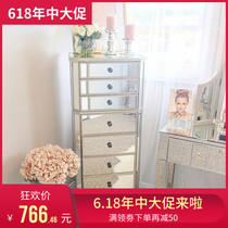 Melos mirror seven-drawer cabinet storage cabinet Nordic light luxury solid wood foot drawer locker American bedroom seven-drawer cabinet