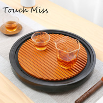 TOUCH MISS Bakelite household tea tray Black gold stone combined round stone tea table small simple tea tray
