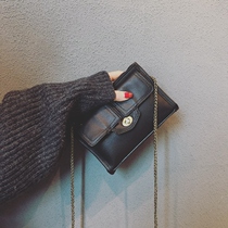 Boomer Genuine Leather Small Black Bag Woman 2022 new Korean version Fashion soft leather Incline Satchel 100 lap chain single shoulder small square bag