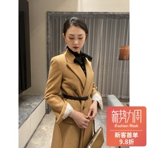 Spot Imamamai autumn and winter New camel suit coat with belt 19097