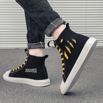  2021 new summer Korean version of the trend mens shoes all-match sports and leisure increased canvas shoes high-top cloth shoes tide shoes