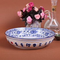 Blue and white porcelain hotel ceramics antique tableware Large bowl soup bowl Boiled fish bowl Sauerkraut fish bowl Mortar bowl Chicken skewer skewer incense bowl