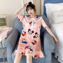  Pajamas womens summer Korean version of thin short-sleeved ice silk sexy night dress spring and autumn princess style lapel simulation silk home service