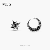 MGS Man Ancient Silver Moon Moon Stars Female Temperament Cold Silver Earrings Small Design Advanced Earrings Small Tide