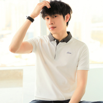 Polo shirt Short sleeve men summer high-end splicing embroidery light luxury pound trend of Handsome Harbour Wind Half-sleeved Tide T-shirt