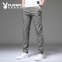  Playboy summer new mens casual pants straight slim-fit thin long pants loose trend small feet trousers