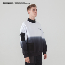 RNWL round neck sweater mens tide INS high neck sweater mens autumn and winter tide brand sweater womens white sweater men plus velvet