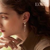 EORO Baroque pearl asymmetrical stud earrings womens summer sterling silver fashion cold wind French light luxury high sense earrings